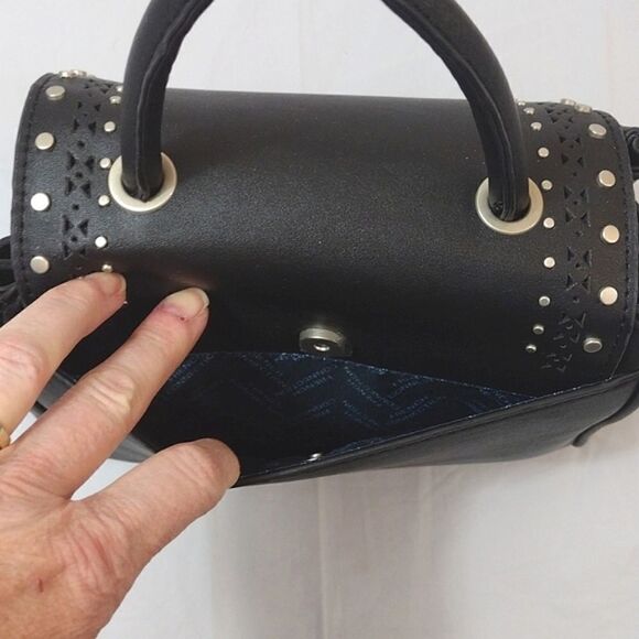 French Connection Bellita Black Stud Mini Crossbody with Top Handle NWT - Picture 9 of 17